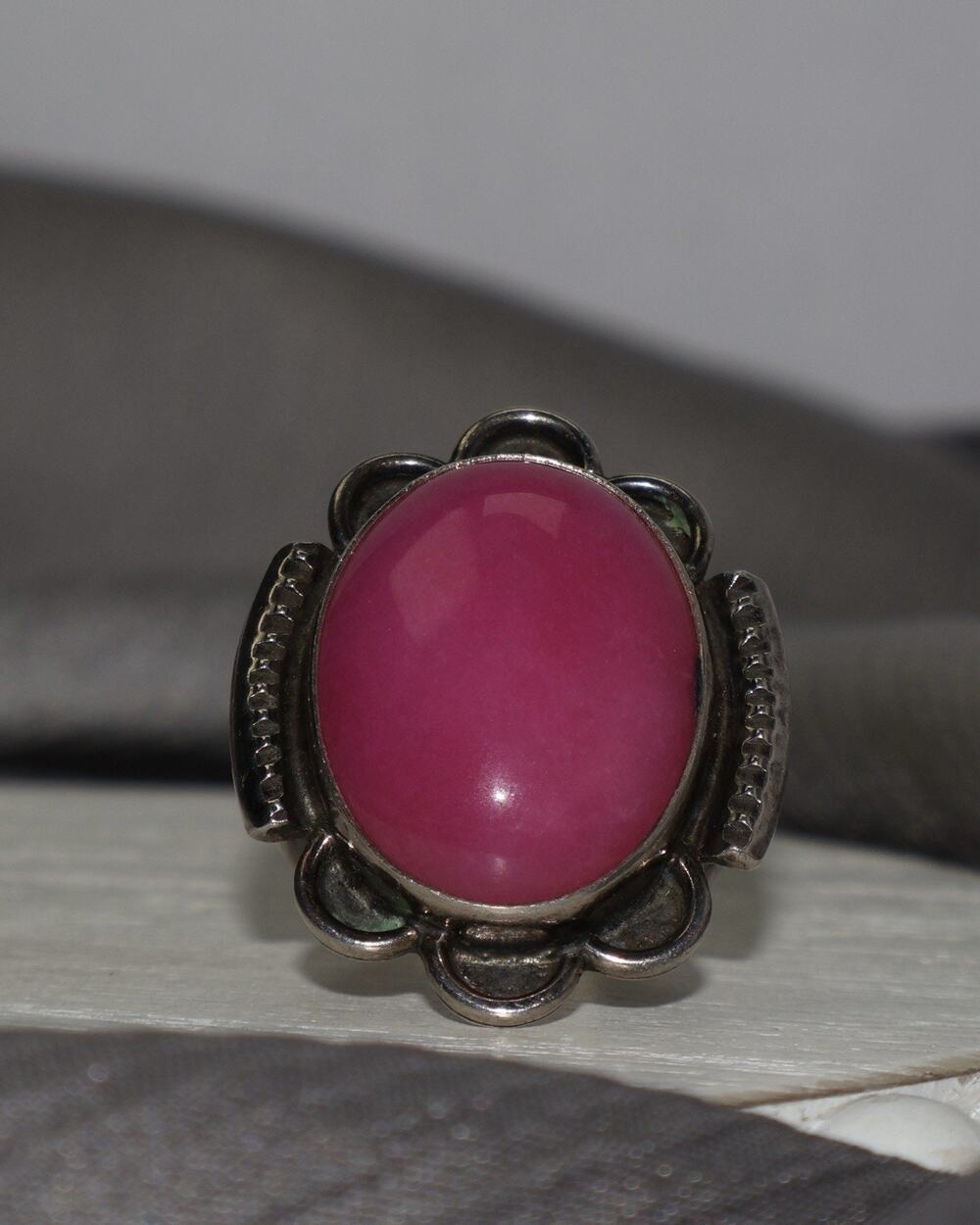 Tito Sterling Silver Pink Agate Ring 6.8G / Sz 6.5
